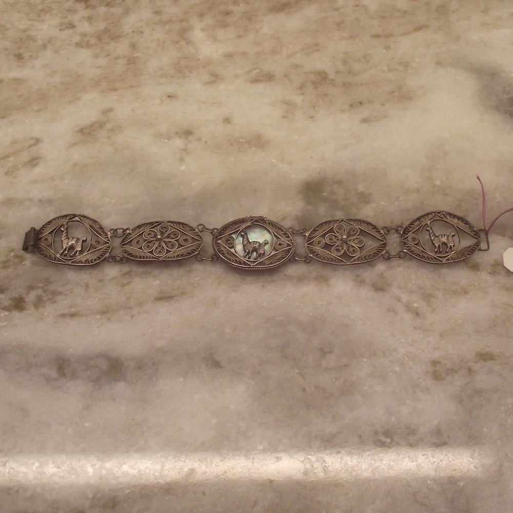 Llama bracelet filigree abalone sterling???